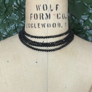 Elegant Black Beaded Choker Necklace